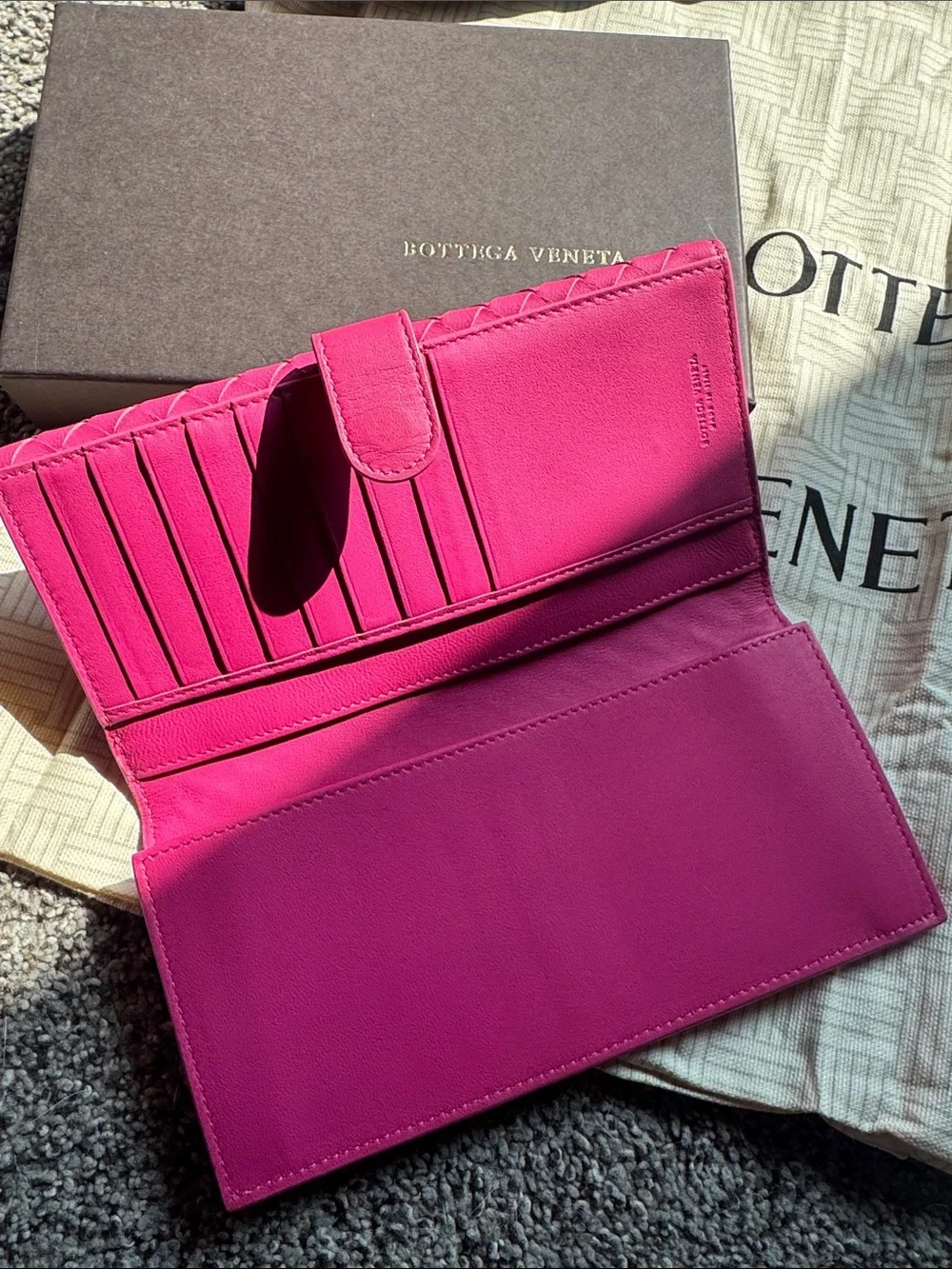 Bottega Veneta Hot Pink Intrecciato Fold-Over Wallet